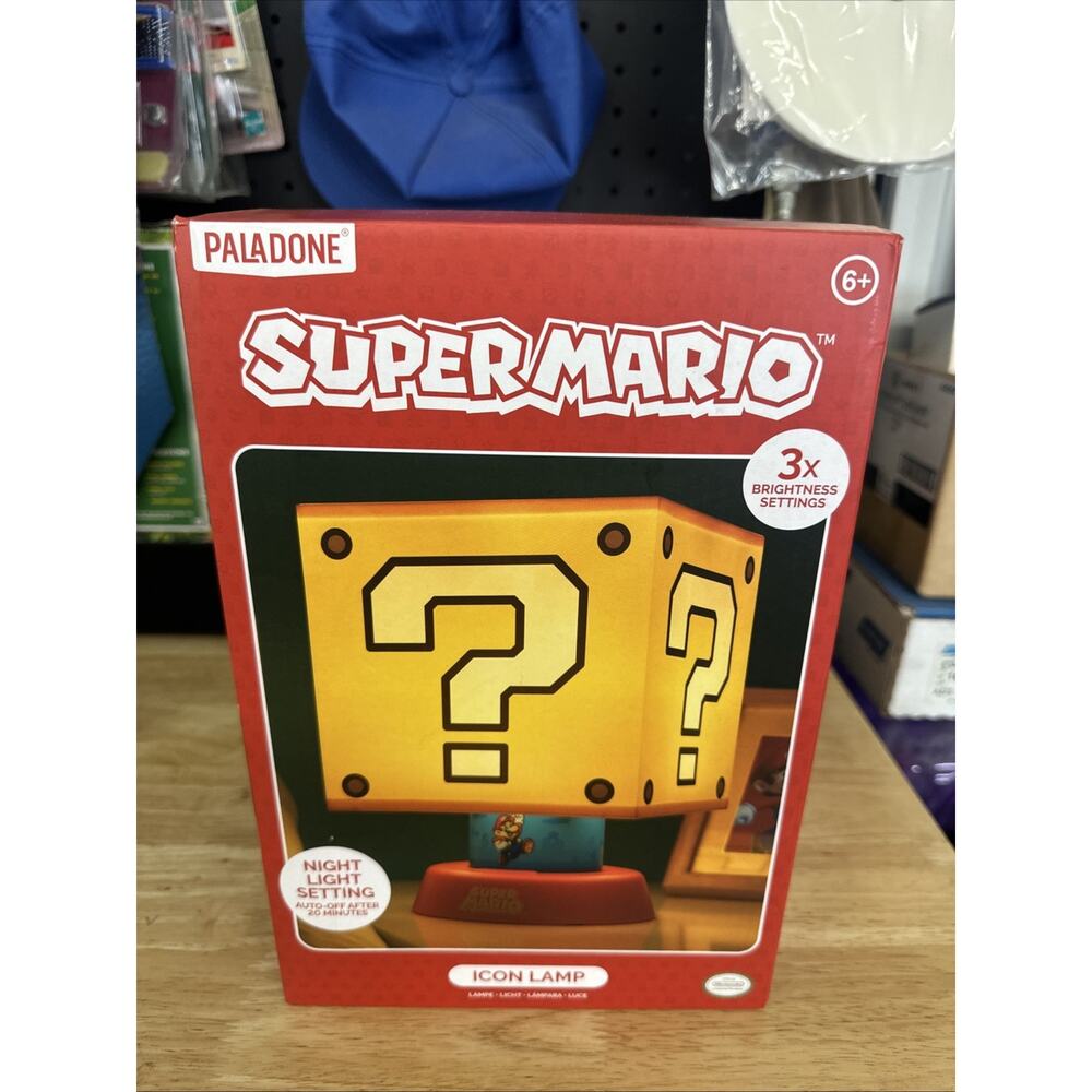 Super Mario Icon Lamp Question Block with Mario Desk Lamp Night Light 3 Settings